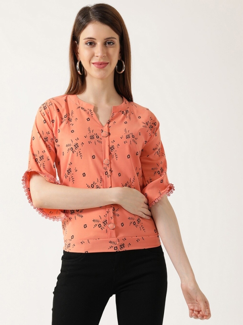 V2 Value & Variety Peach-Coloured & Black Floral Print Mandarin Collar Shirt Style Top
V2 Value & Variety Peach-Coloured & Black Floral Print Mandarin Collar Shirt Style Top