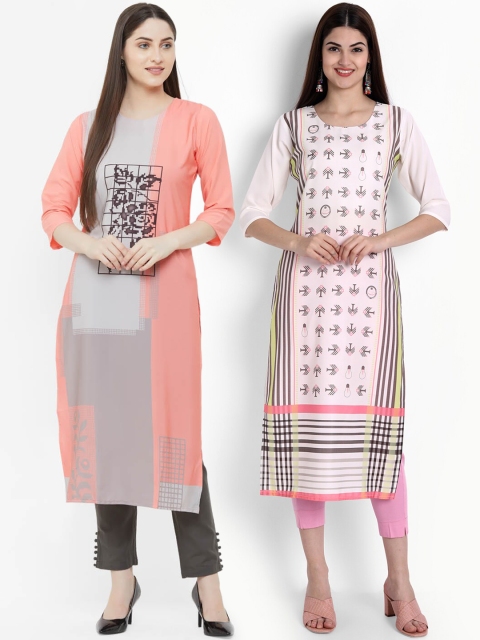Ethnic basket Women Peach-Coloured & Pink Pack Of 2 Ethnic Motifs Printed Crepe Kurtas
Ethnic basket Women Peach-Coloured & Pink Pack Of 2 Ethnic Motifs Printed Crepe Kurtas