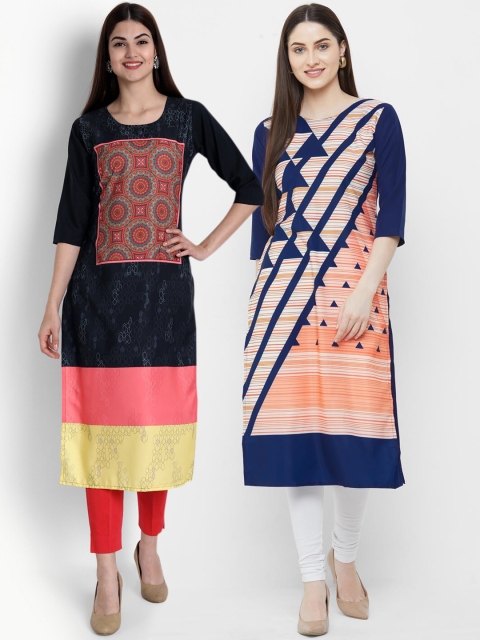 Ethnic basket Women Multicoloured Geometric Striped Keyhole Neck Mirror Work Crepe Kurta, Multi
Ethnic basket Women Multicoloured Geometric Striped Keyhole Neck Mirror Work Crepe Kurta, Multi