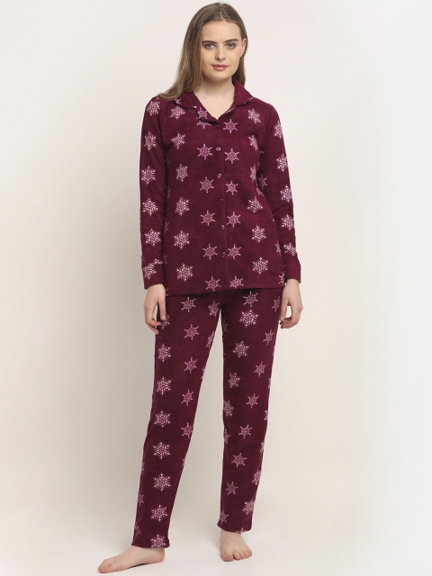 Kanvin Women Burgundy & White Polar Fleece Snow Flakes Print Night suit, Maroon
Kanvin Women Burgundy & White Polar Fleece Snow Flakes Print Night suit, Maroon