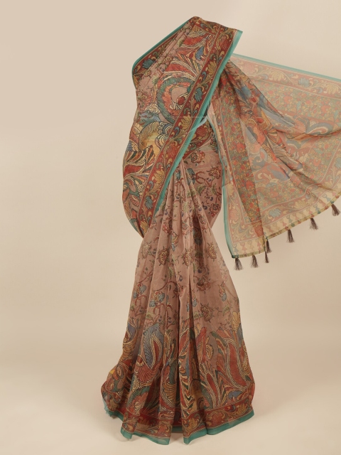 Pothys Brown & Red Ethnic Motifs Saree