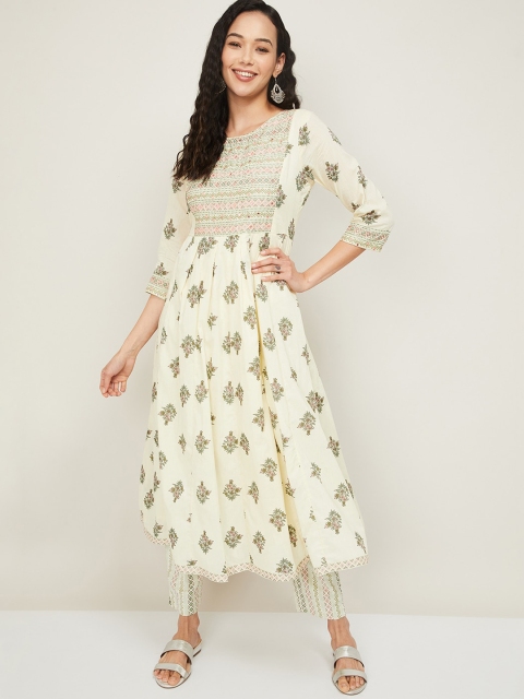 Melange by Lifestyle Women Off White Floral Printed Panelled Thread Work Pure Cotton Kurta with Trousers
Melange by Lifestyle Women Off White Floral Printed Panelled Thread Work Pure Cotton Kurta with Trousers