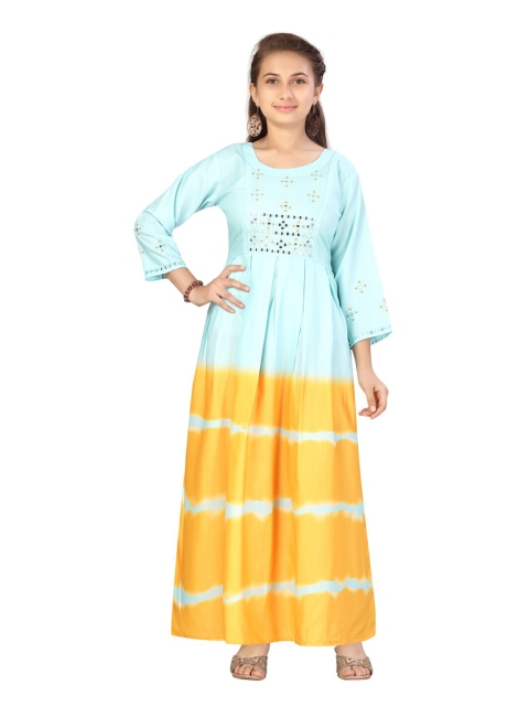 Aarika Turquoise Blue Tie and Dye Maxi Dress