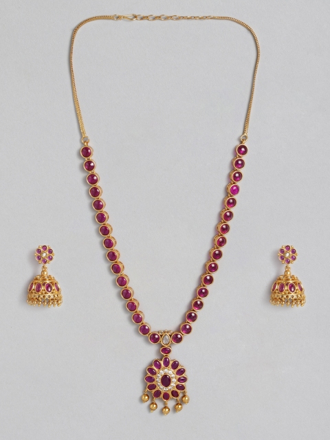 Peora Gold-Toned & Red South Indian Traditional Style Necklace Earring Jewellery Set
Peora Gold-Toned & Red South Indian Traditional Style Necklace Earring Jewellery Set