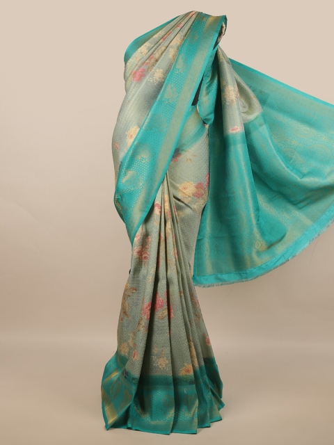 Pothys Green & Tan Floral Zari Art Silk Saree