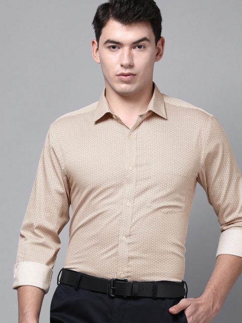 Park Avenue Men White Slim Fit Printed Formal Shirt