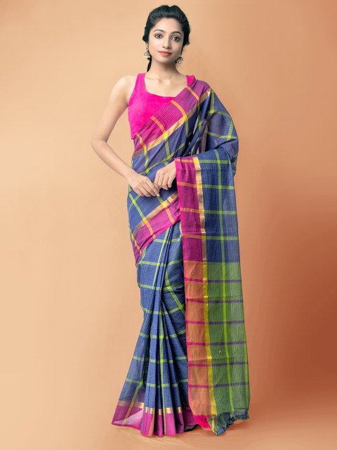 Unnati Silks Blue & Green Zari Pure Cotton Handloom Sustainable Pavani Mangalagiri Saree
Unnati Silks Blue & Green Zari Pure Cotton Handloom Sustainable Pavani Mangalagiri Saree