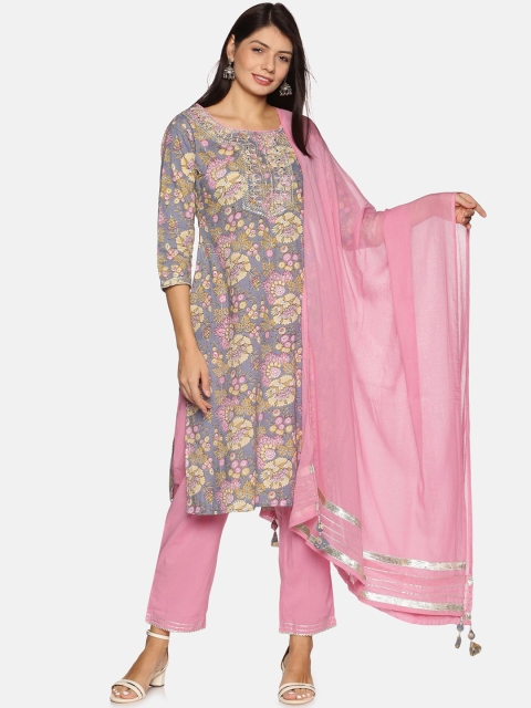 Palakh Women Grey Floral Printed Gotta Patti Pure Cotton Kurta with Trousers & Dupatta
Palakh Women Grey Floral Printed Gotta Patti Pure Cotton Kurta with Trousers & Dupatta