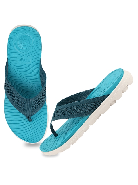 NEOZ Women Blue Rubber Thong Flip-Flops