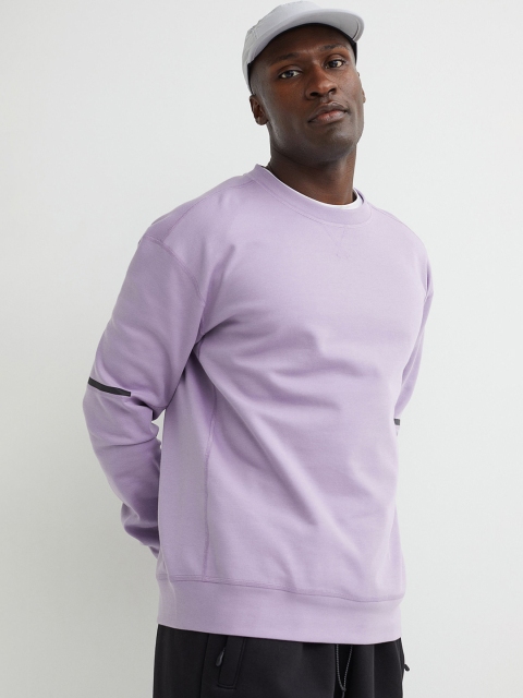 H&M Men Purple Solid Relaxed Fit Sports Top
