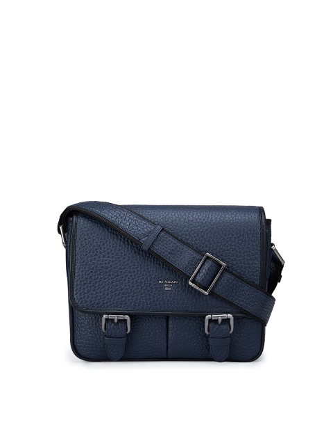 Da Milano Men Blue Textured Messenger Bag