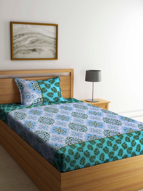 KLOTTHE Blue & Green Ethnic Motifs 210 TC Pure Cotton Single Bedsheet with 1 Pillow Covers
KLOTTHE Blue & Green Ethnic Motifs 210 TC Pure Cotton Single Bedsheet with 1 Pillow Covers
