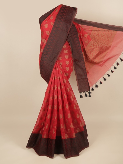 Pothys Red & Maroon Woven Design Cotton Blend Saree