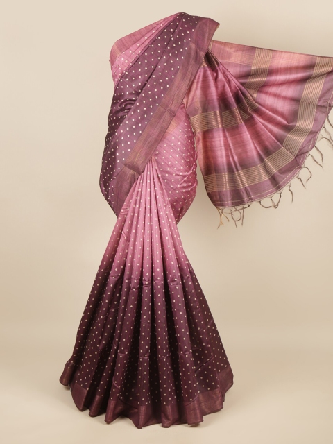 Pothys Purple & White Jute Silk Saree