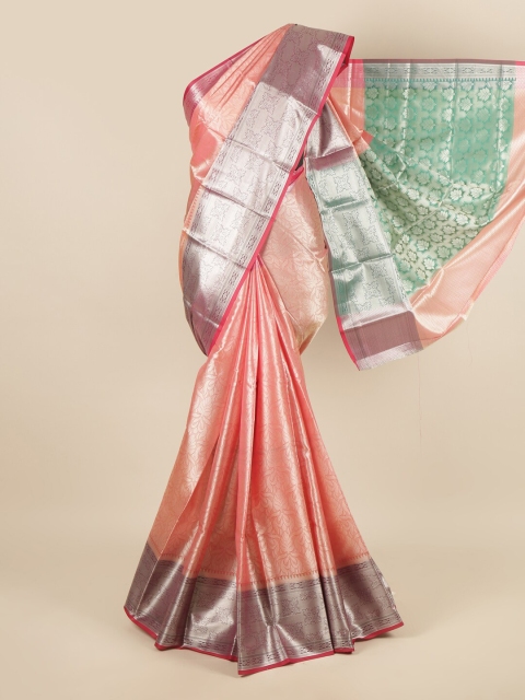 Pothys Pink & Green Floral Zari Tissue Saree
