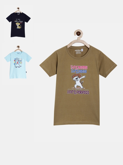 American Kids Unisex Kids Pack of 3 Printed T-shirt, Navy blue