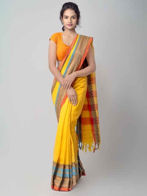 Unnati Silks Yellow & Red Zari Pure Cotton Handloom Sustainable Pavani Narayan Peth Saree
Unnati Silks Yellow & Red Zari Pure Cotton Handloom Sustainable Pavani Narayan Peth Saree