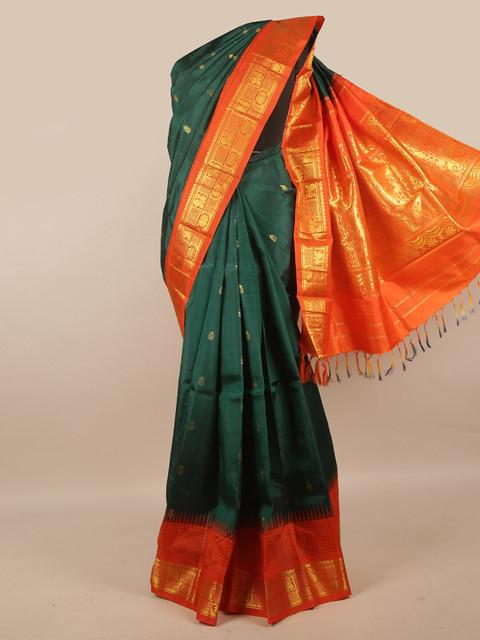 Pothys Green & Orange Ethnic Motifs Zari Pure Silk Kanjeevaram Saree
Pothys Green & Orange Ethnic Motifs Zari Pure Silk Kanjeevaram Saree