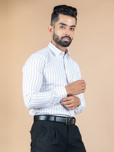Tistabene Men White Striped Casual Shirt
