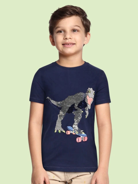 Marks & Spencer Boys Navy Blue & Green Pure Cotton Sequin Embellished Dinosaur T-shirt
Marks & Spencer Boys Navy Blue & Green Pure Cotton Sequin Embellished Dinosaur T-shirt