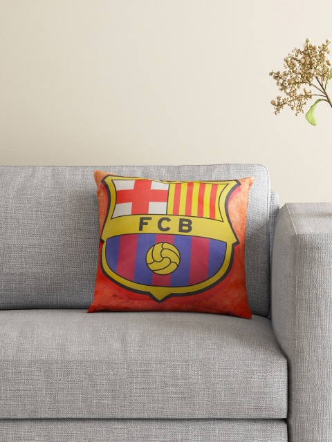 SPACES FCB Crest Kids Orange & Yellow Single Printed 16'' x 16'' Reversible Cushion Cover