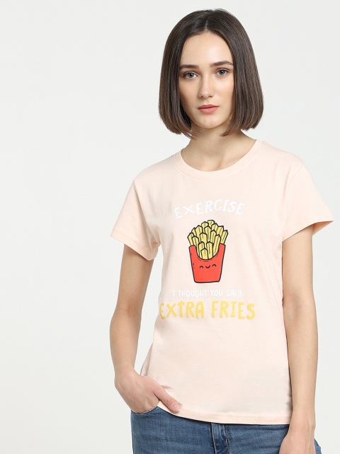 Bewakoof Women Pink Extra Fries Printed T-shirt