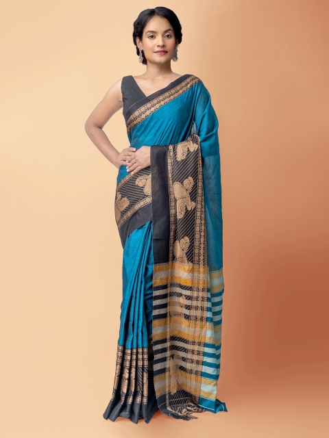 Unnati Silks Blue & Black Pure Cotton Handloom Sustainable Narayan Peth Saree
Unnati Silks Blue & Black Pure Cotton Handloom Sustainable Narayan Peth Saree