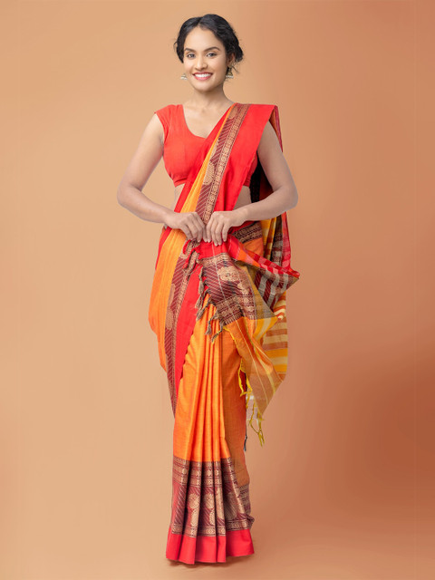 Unnati Silks Orange Woven Design Pure Handloom Sustainable Pavani Narayanpet Cotton Saree
Unnati Silks Orange Woven Design Pure Handloom Sustainable Pavani Narayanpet Cotton Saree