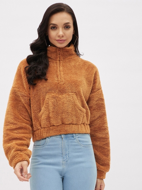 Harpa Women Tan Fleece Sweatshirt