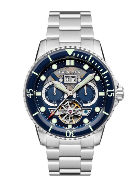EARNSHAW Men Blue Brass Skeleton Dial & Silver Toned Straps Analogue Watch ES-8174-22
EARNSHAW Men Blue Brass Skeleton Dial & Silver Toned Straps Analogue Watch ES-8174-22