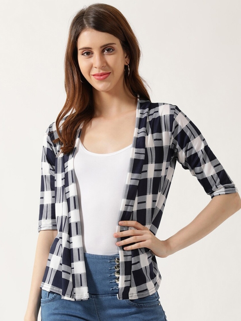 V2 Value & Variety Women Blue Checked Shrug