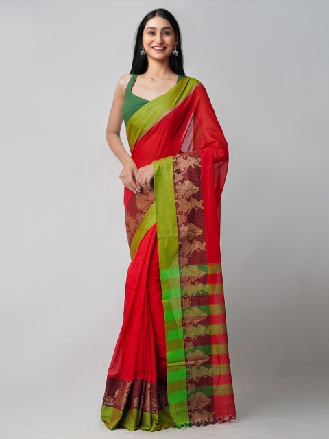 Unnati Silks Red Woven Design Pure Handloom Sustainable Pavani Narayanpet Cotton Saree
Unnati Silks Red Woven Design Pure Handloom Sustainable Pavani Narayanpet Cotton Saree