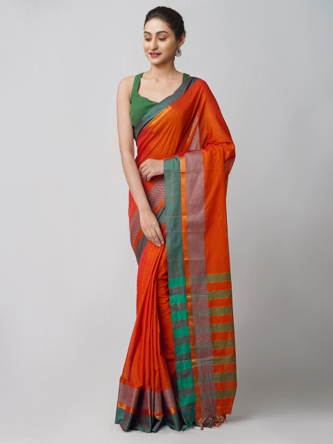 Unnati Silks Orange & Teal Woven Design Cotton Handloom Sustainable Narayan Peth Saree
Unnati Silks Orange & Teal Woven Design Cotton Handloom Sustainable Narayan Peth Saree