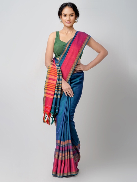 Unnati Silks Blue & Magenta Woven Design Cotton Handloom Sustainable Narayan Peth Saree
Unnati Silks Blue & Magenta Woven Design Cotton Handloom Sustainable Narayan Peth Saree