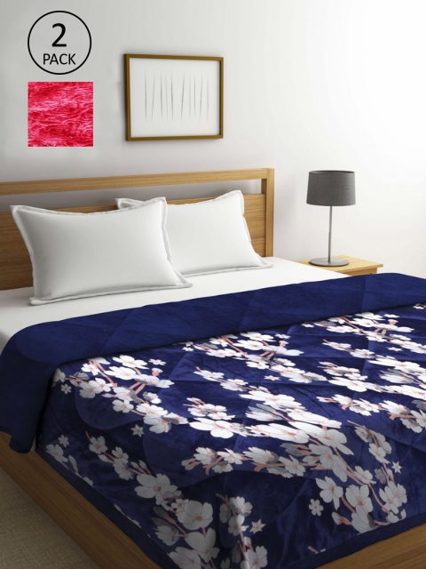 KLOTTHE Set Of 2 Navy Blue & Magenta Floral Printed Fur Heavy Winter Double Bed Quilt
KLOTTHE Set Of 2 Navy Blue & Magenta Floral Printed Fur Heavy Winter Double Bed Quilt