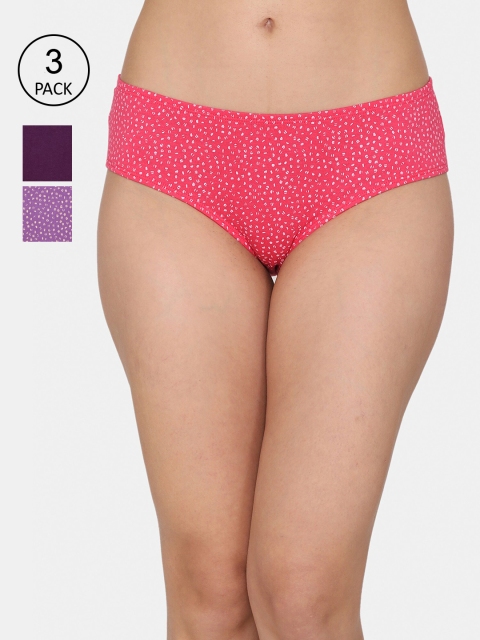 Rosaline by Zivame Women Pack Of 3 Hipster Briefs, Pink