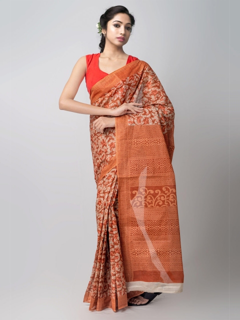 Unnati Silks Beige & Orange Ethnic Motifs Handloom Sustainable Pure Cotton Kovai Saree
Unnati Silks Beige & Orange Ethnic Motifs Handloom Sustainable Pure Cotton Kovai Saree