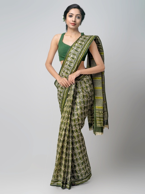 Unnati Silks Cream-Coloured & Green Handloom Sustainable Printed Krisha Pure Cotton Saree
Unnati Silks Cream-Coloured & Green Handloom Sustainable Printed Krisha Pure Cotton Saree