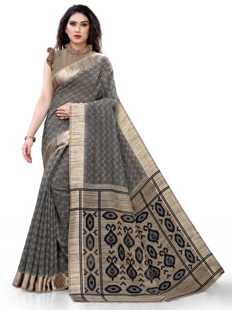 KALINI Grey & Black Floral Bagh Saree