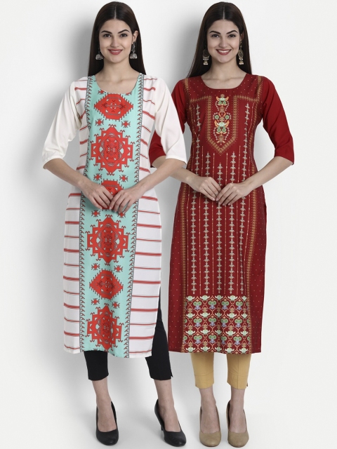 1 Stop Fashion Women Pack of 2 Ethnic Motifs Print Round Neck Straight Kurtas, Maroon
1 Stop Fashion Women Pack of 2 Ethnic Motifs Print Round Neck Straight Kurtas, Maroon