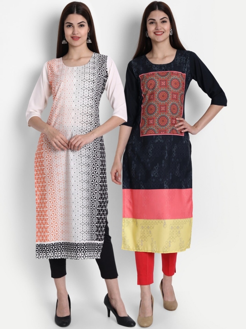 1 Stop Fashion Women Pack of 2 Ethnic Motifs Print Round Neck Straight Kurtas, White
1 Stop Fashion Women Pack of 2 Ethnic Motifs Print Round Neck Straight Kurtas, White