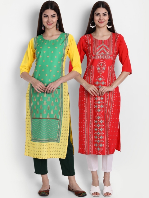 1 Stop Fashion Women Pack of 2 Ethnic Motifs Print Round Neck Straight Kurtas, Green
1 Stop Fashion Women Pack of 2 Ethnic Motifs Print Round Neck Straight Kurtas, Green