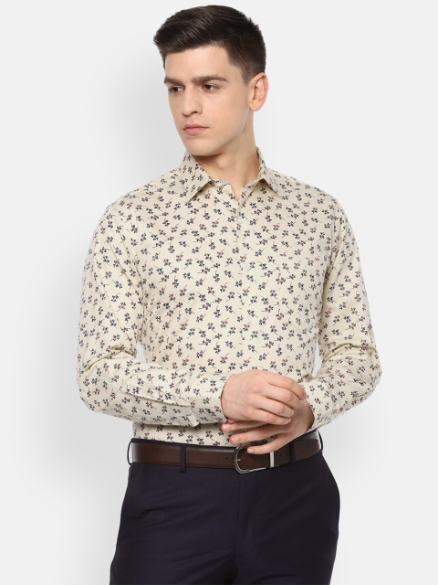 Van Heusen Men Beige Floral Printed Formal Shirt