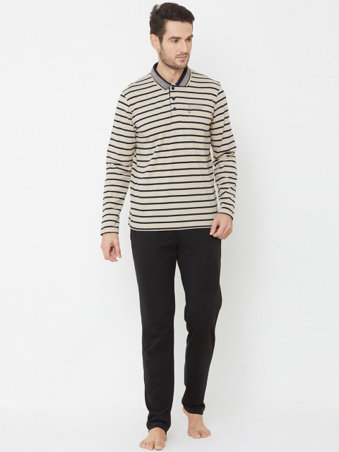 Sweet Dreams Men Charcoal Striped Night suit