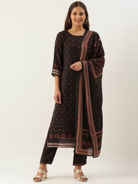 cbazaar Women Brown Ethnic Motifs Printed Sequinned Kurta with Trousers & Dupatta 
cbazaar Women Brown Ethnic Motifs Printed Sequinned Kurta with Trousers & Dupatta