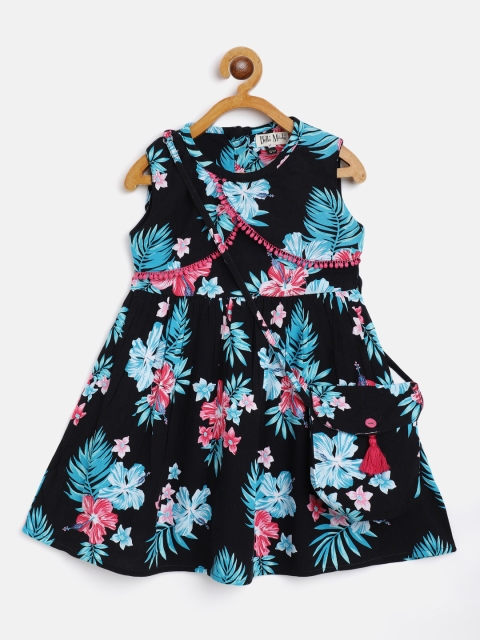 Bella Moda Black & Pink Floral Dress