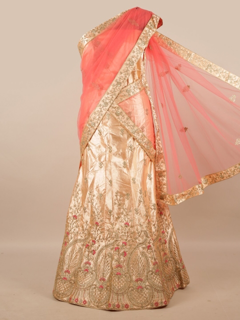 Pothys Peach-Coloured & Gold-Toned Embroidered Zardozi Unstitched Lehenga & Blouse With Dupatta
Pothys Peach-Coloured & Gold-Toned Embroidered Zardozi Unstitched Lehenga & Blouse With Dupatta