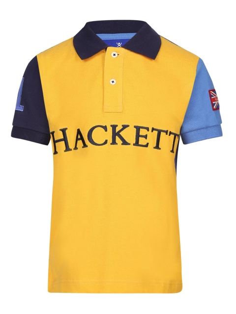 HACKETT LONDON Boys Mustard Yellow & Blue Cotton Brand Logo Print Polo Collar T-shirt
HACKETT LONDON Boys Mustard Yellow & Blue Cotton Brand Logo Print Polo Collar T-shirt