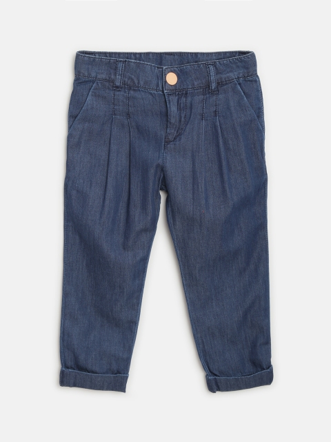 United Colors of Benetton Girls Navy Blue Solid Trousers