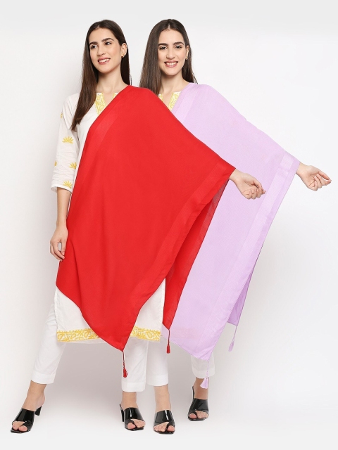 Get Wrapped Women 2 Red & Lavender Scarves